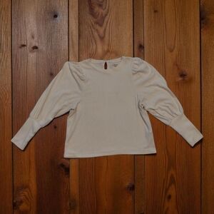 Madewell White Knit Puff Sleeve Top